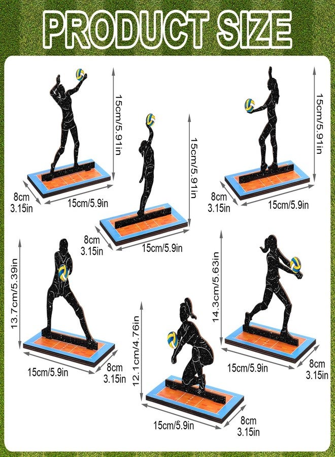 DoubleFill مجموعة دبل فيل المكونة من 6 قطع لتزيين طاولة الكرة الطائرة، تتضمن لافتات خشبية على شكل لاعبي كرة طائرة مع قاعدة قابلة للفصل، وديكورات حفلات أعياد الميلاد الرياضية، وهدايا لمحبي الرياضة، ولوازم حفلات النوادي الرياضية. - Image 2